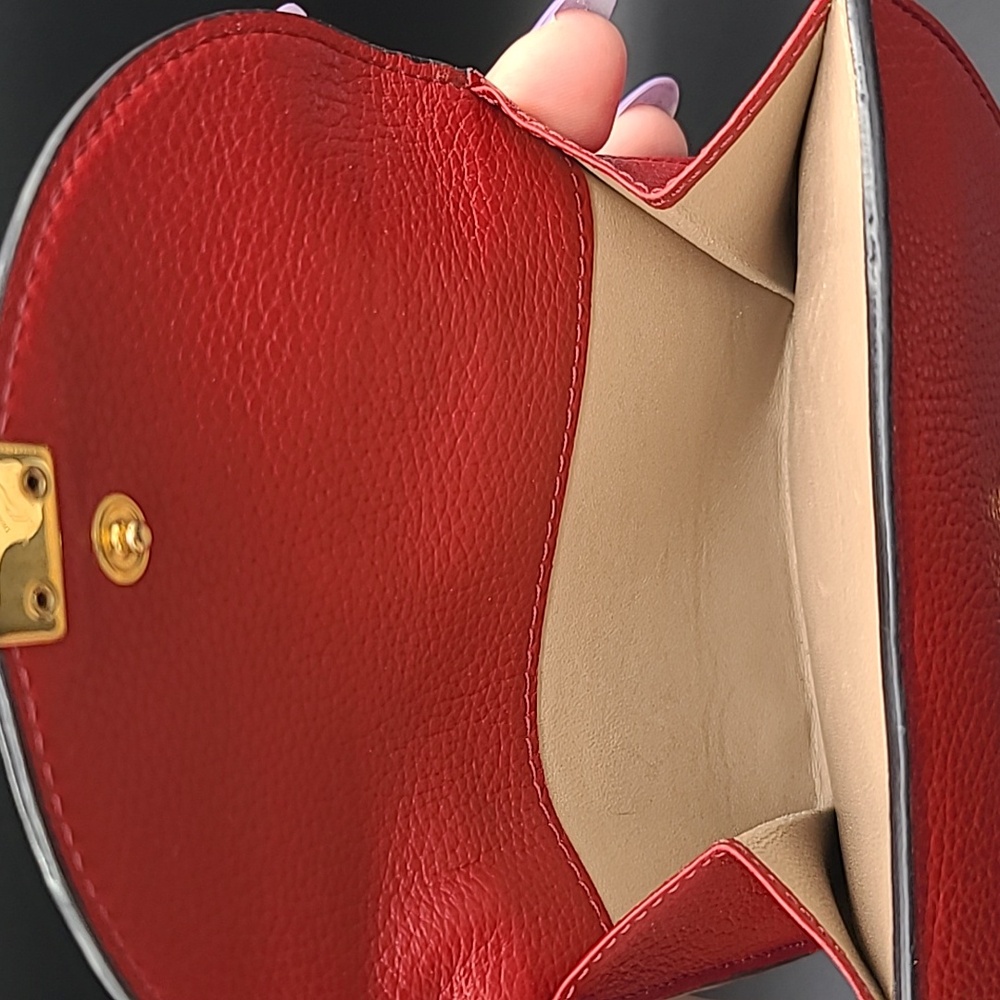 Chloé Georgia Red Leather Compact Bifold Wallet - Picture 9 of 16